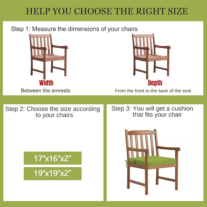 idee-home Outdoor Chair Cushions Set of 4, Dining Chair Pads - Image 4