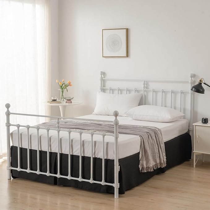Bed Skirt King Size, Pleated Waffle Weave Bed Skirt - Image 5
