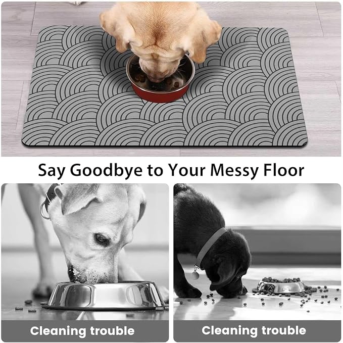 Dog Food Mat for Floors, Absorbent and Quick-Drying Pet Cat Food Mat, - Image 2