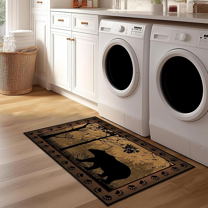 Vintage Entryway Rug 2x3 Washable Kitchen Rug Ulta-Thin Non-Slip Low Pile - Image 7