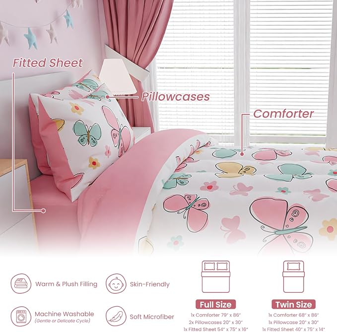 SANDJEST Butterfly Twin Bedding Sets - Image 6