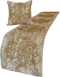 The HomeCentric King/Queen/Twin Ivory & Gold Decorative King 90"x18" Bed Runner by TheHomeCentric