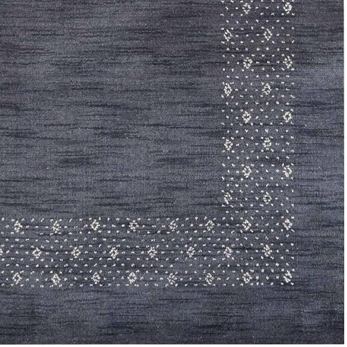 Rugsotic Carpets Hand Knotted Gabbeh Wool 5'x8' Area Rug Solid Blue L00111 - Image 5