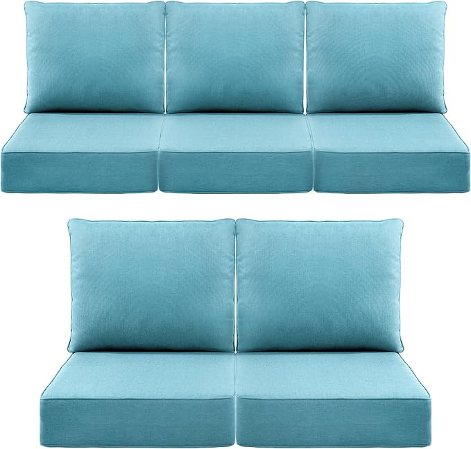 Luxury 6" Outdoor Cushions for Patio Furniture, Fade Resistant Couch Chair by Pugire