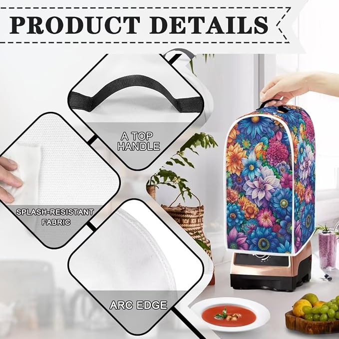 Bright Blossoms Kitchen Blender Cover Toaster Cover Boho Mandala Floral 4 Slice - Image 3
