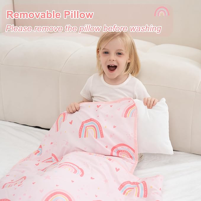 Viviland Toddler Nap Mat with Pillow and Minky Dot Blanket, Large Thick Rolled - Image 4
