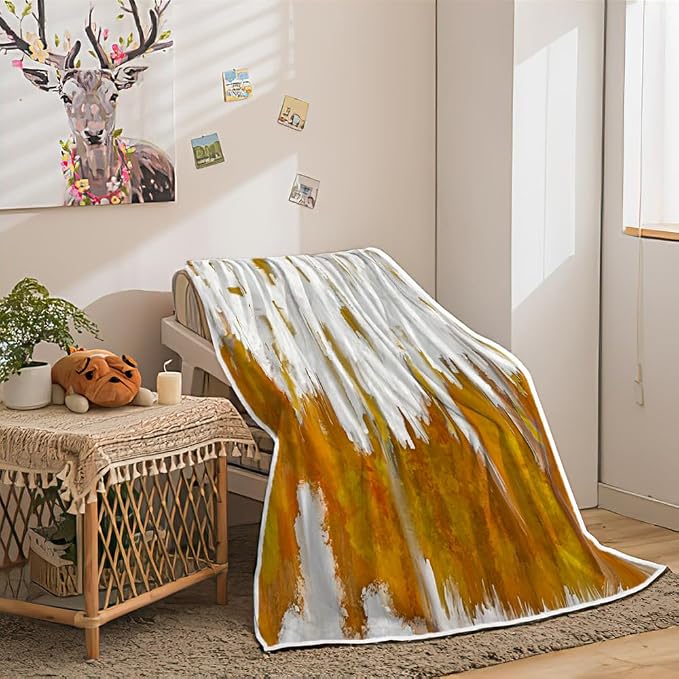 Abstract Ombre Throw Blankets, Modren Chic Art Oil Painting Cozy Warm Bed Couch - Image 2
