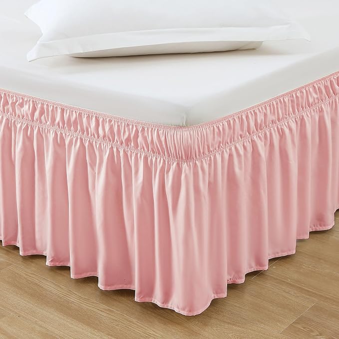 MEILA Wrap Around Bed Skirt Three Fabric Sides Elastic Dust Ruffled 14 Inch by MEILA