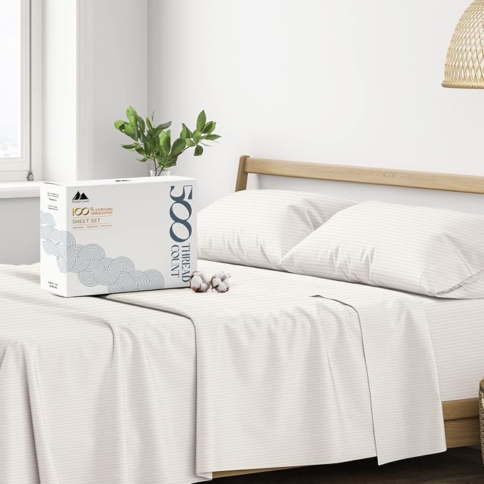 Mayfair Linen 100% Cotton Striped Sheets King Size Bed Set by MayfairLinen