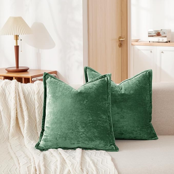 Luxurious Velvet Euro Shams Decorative Throw Pillow Covers 26x26 Set of 2 Solid - Image 2