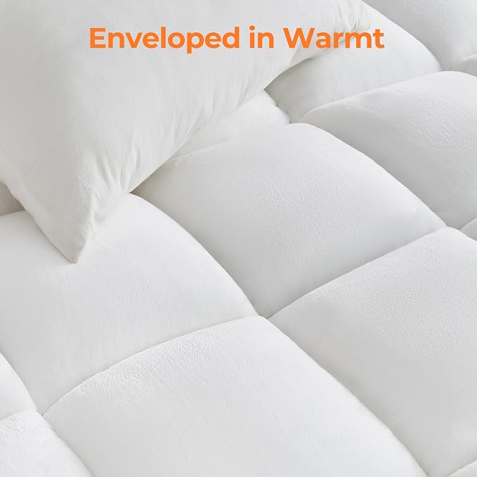 Ultra Soft Coral Fleece King Size Mattress Topper, No Compression Plush Thick - Image 8