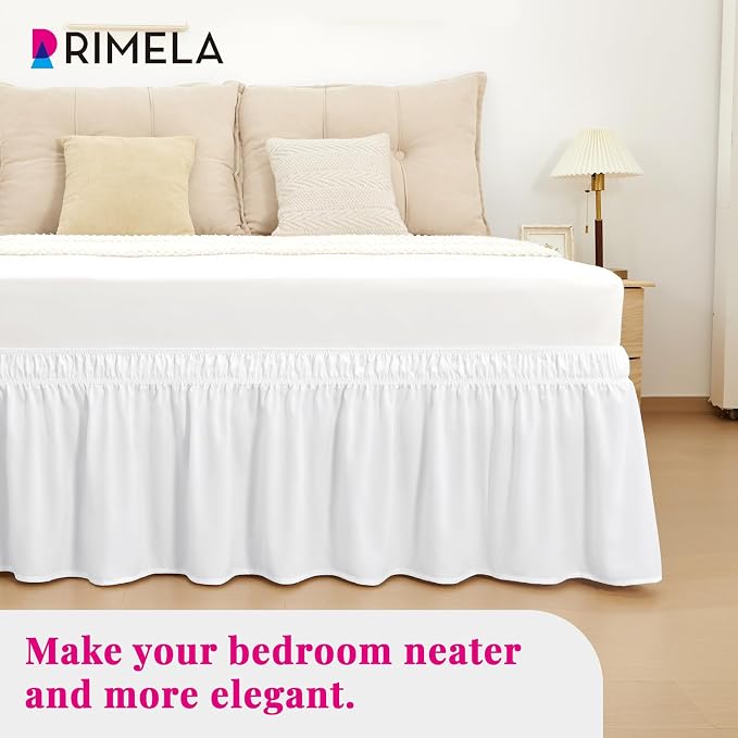 RIMELA Bed Skirt Full Size Moon White 15 Inch Drop, Wrap Around Elastic Bedskirt - Image 6