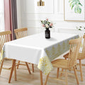 70x108inches White Rectangle Table Cloth Gold Floral Border Printed Decorative by TTQYFNM