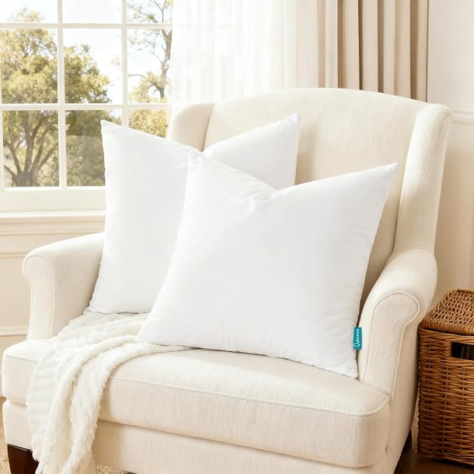 Oubonun 22x22 Feather Down Alternative Throw Pillow Inserts, 100% Cotton Cover - Image 5
