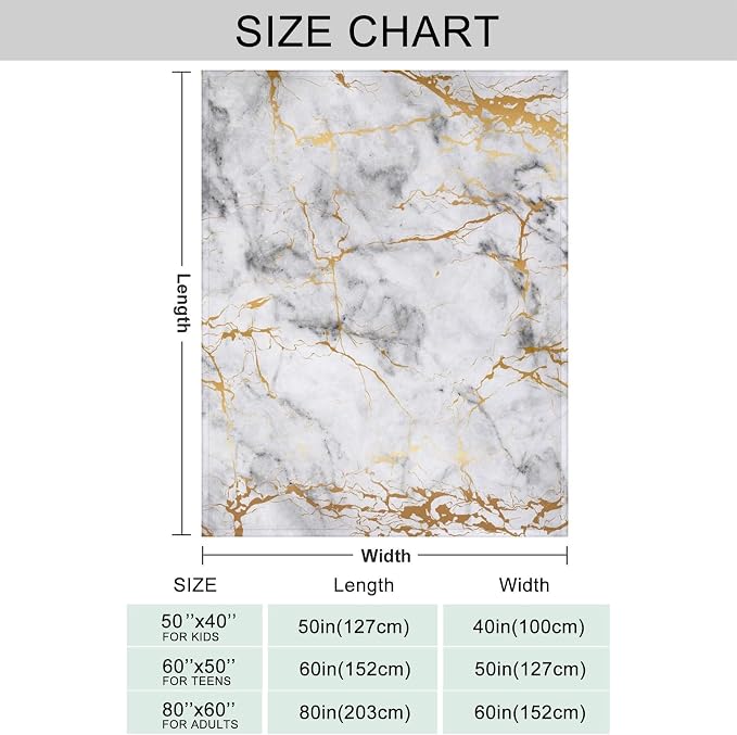 Gold Marble Throw Blanket for Couch, Super Soft Fuzzy Throws Warm Comfortable - Image 4