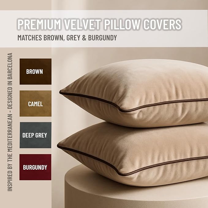 2 Pack Velvet Decorative Throw Pillow Covers, Contrast Piping, Indoor Use - Image 2