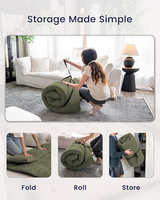 ZonLi Japanese Floor Futon Mattress Full Size 75"x 54", 100% Cotton Cover 2.5'' - Image 5
