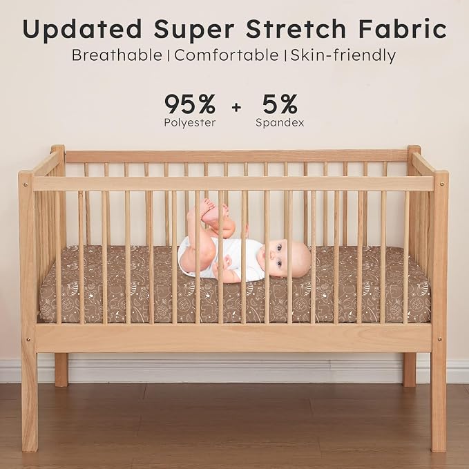 Baby Crib Sheets for Boys Girls Neutral, 2 Pack Crib Mattress Sheet for - Image 5