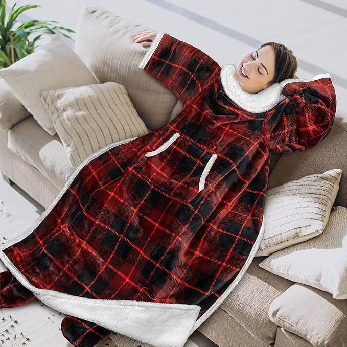 PAVILIA Sherpa Blanket with Sleeves, Foot Pocket - Image 3