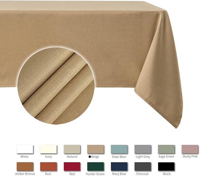 maxmill Slubby Texture Tablecloth Water Resistance Antiwrinkle Spillproof Soft - Image 4