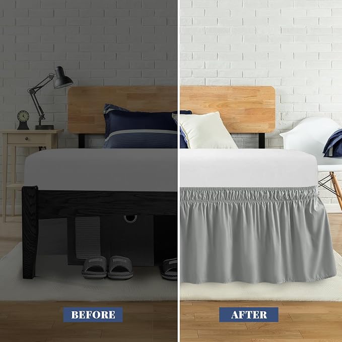 King Bed Skirt, Elastic Wrap Around Bed Skirt King Size, Bed Skirts - Image 3