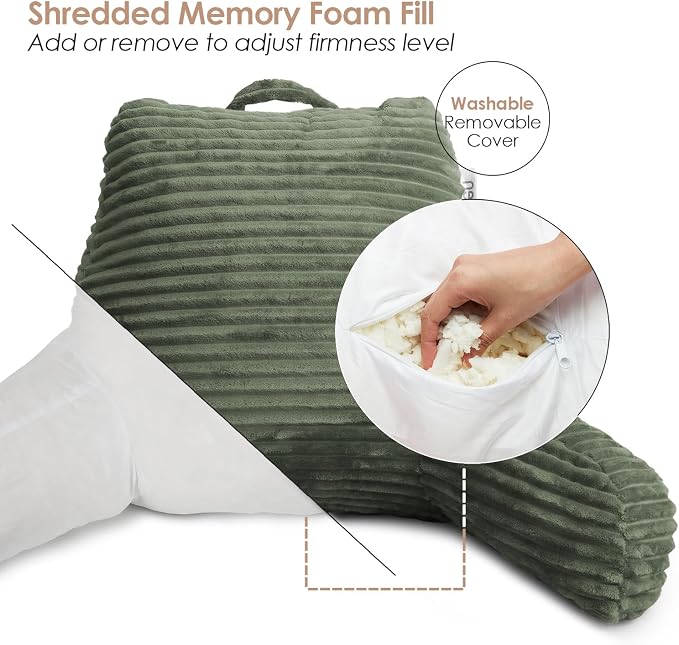 Hearth & Harbor Reading Pillow for Bed Adult – Back Pillow for Sitting in Bed - Image 5