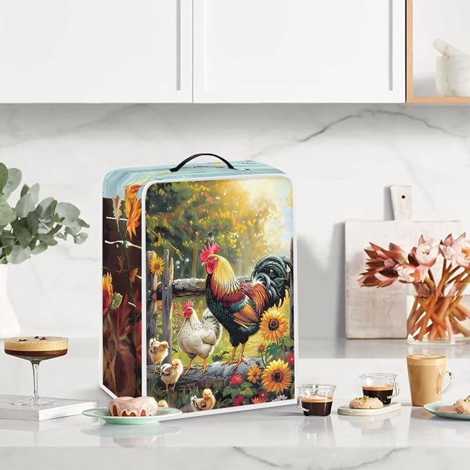 Mumeson Rooster Sunflower Modern Coffee Maker Cover - Image 3