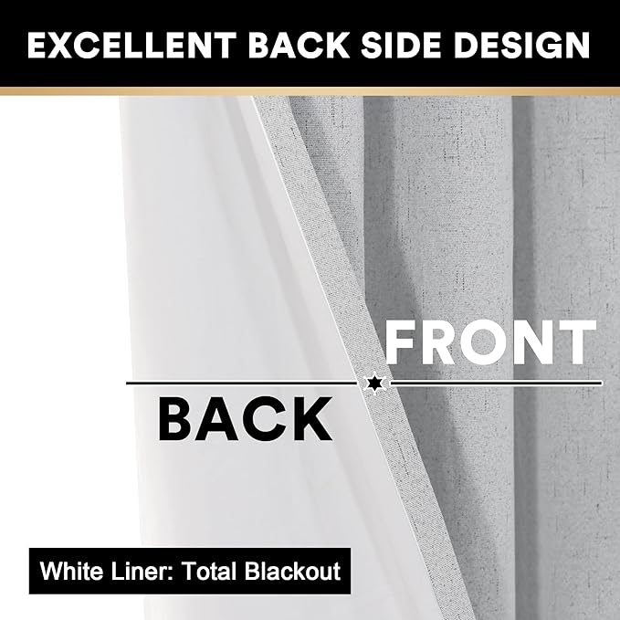 PrinceDeco 100% Blackout Linen Curtains - Image 5