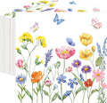 50 Count Wild Flowers Floral Paper Napkins, Disposable Spring Garden Party by Merriva