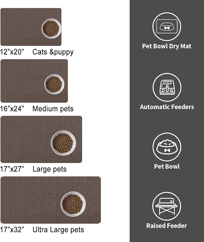Dog Food Mat for Floors, Absorbent and Quick-Drying Pet Cat Food Mat, - Image 4