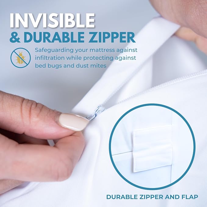 Queen Size 60x80” Premium Waterproof Zippered Mattress Encasement, 100% Cotton - Image 5