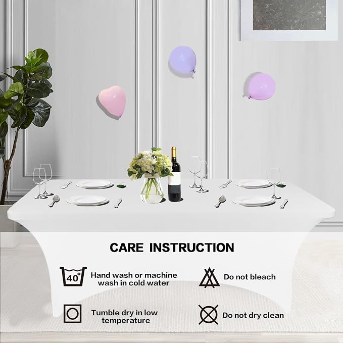 IVAPUPU 6FT Spring Table Cloth for Rectangular Fitted Events Stretch White - Image 5
