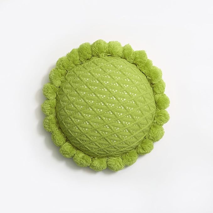 Acrylic Knitted Round Throw Pillow Knitting Bohemian Circular Cushion Pillow by kitletsuit