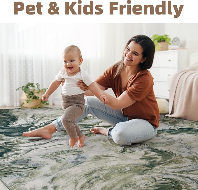 3x5 Washable Area Rugs for Living Room, Modern Abstract Rug Entryway Kitchen - Image 5