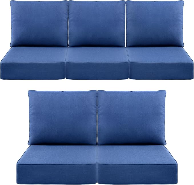 Luxury 6" Outdoor Cushions for Patio Furniture, Fade Resistant Couch Chair by Pugire