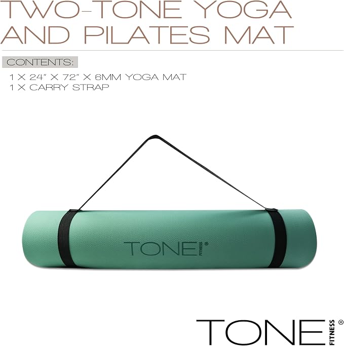 TONE Fitness Yoga Mat 1/4" Thick Non Slip Exercise & Pilates Mat - Image 3