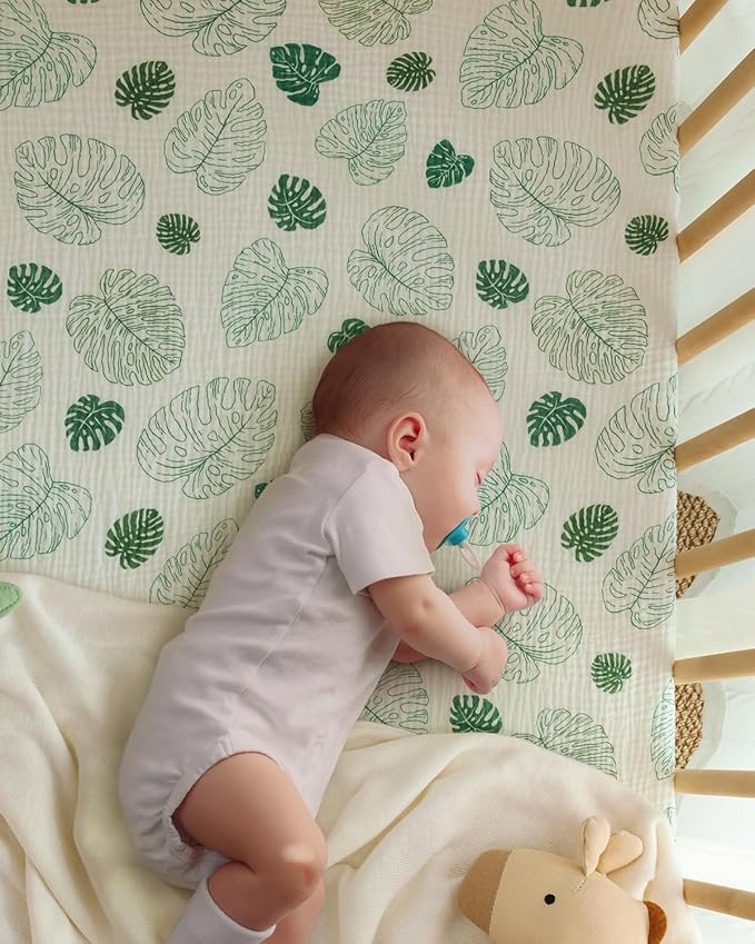Blissful Diary Muslin Mini Crib Sheets, Pack and Play Mattress Sheets Fitted - Image 3