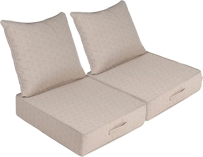 Outdoor Olefin Water-Resistant Deep Seat Cushion Set, Thickened Sofa Chair Pad by Aofeite