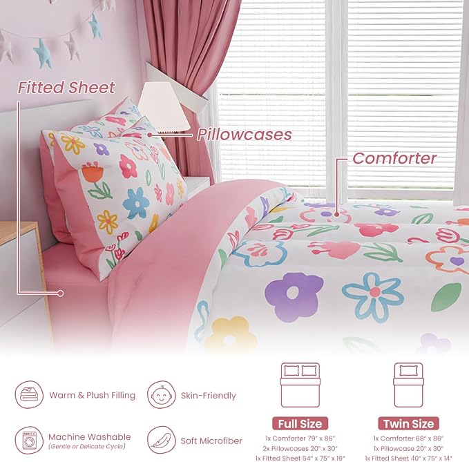 SANDJEST Floral Full Bedding Sets - Image 6