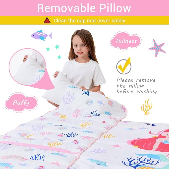 Toddler Nap Mat with Pillow and Blanket, Extra Large Rolled Napping Mats - Image 5