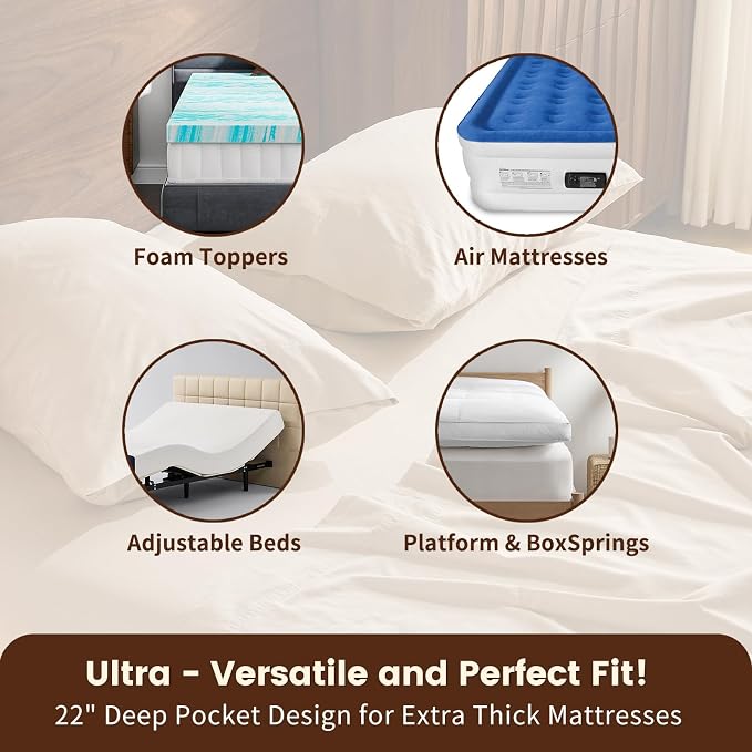 100% Linen Sheet Set Cal King Size Extra Deep Pocket Fits 18-24 Inch Mattress - Image 3