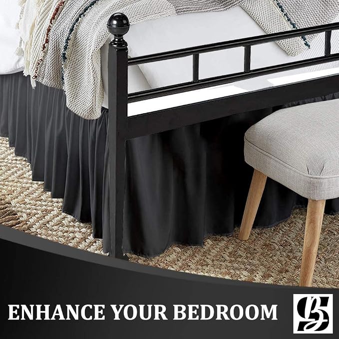 SKY BEDDINGS - Queen Size Ruffled Bed Skirt - 12 Inch Drop Dust Ruffle Bed - Image 2