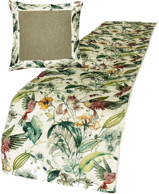 The HomeCentric King Queen Twin Ivory & Multi Designer Full 68"x18" Bed Runner by TheHomeCentric