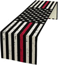 Red Line Black Table Runner July 4th Rustic American Firefighter USA Flag by moderw