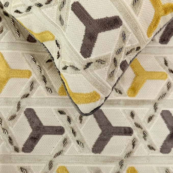 The HomeCentric King/Queen/Twin Grey & Yellow Designer Queen 74"x18" Bed Runner - Image 3
