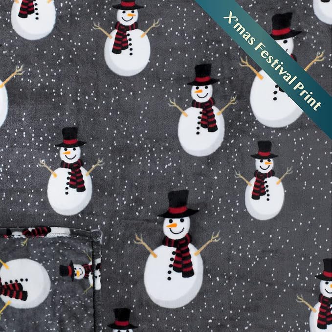PAVILIA Christmas Snowman Throw Blanket | Grey Christmas Fleece Blanket | Soft - Image 4