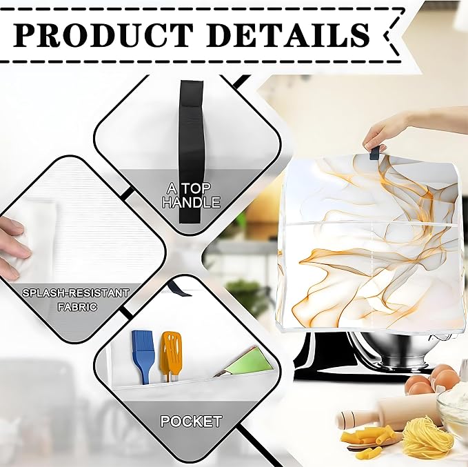 Mixer Dust Cover for 6-8 Qt Stand Mixer, Cloth Cover - Image 3
