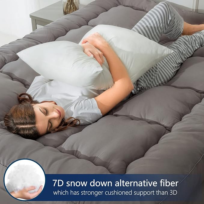 Marine Moon Mattress Topper King Cooling Bed Topper, Extra Thick Soft Mattress - Image 3
