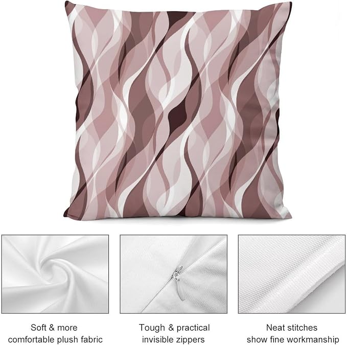 Pink Throw Pillow Covers Modern Abstract Pink and Grey Striped Decorations - Image 7