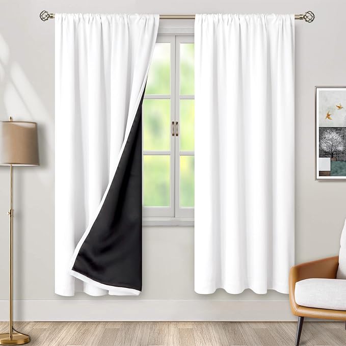 BGment White Blackout Curtains for Living Room, Thermal Insulated Full Room by BGment